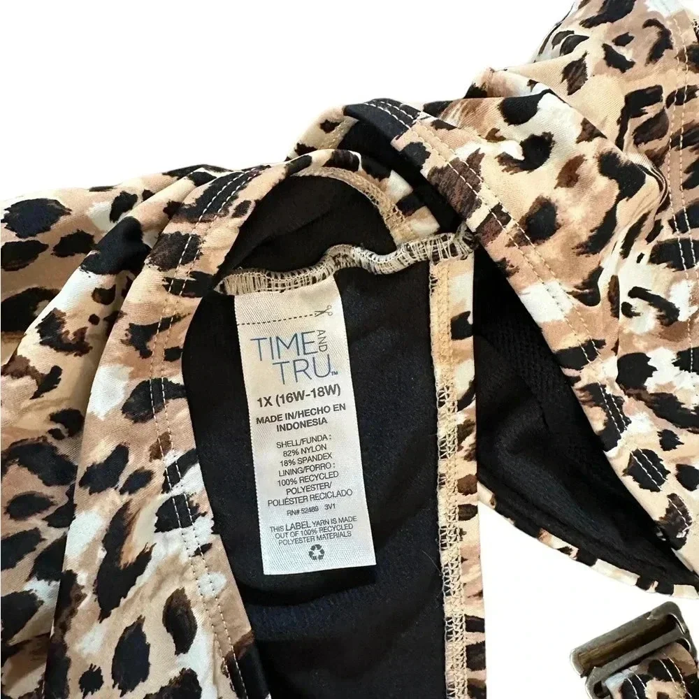 Time and Tru Animal Print One Piece Cut Out Swimsuit Womens size 1X(16W-18W)